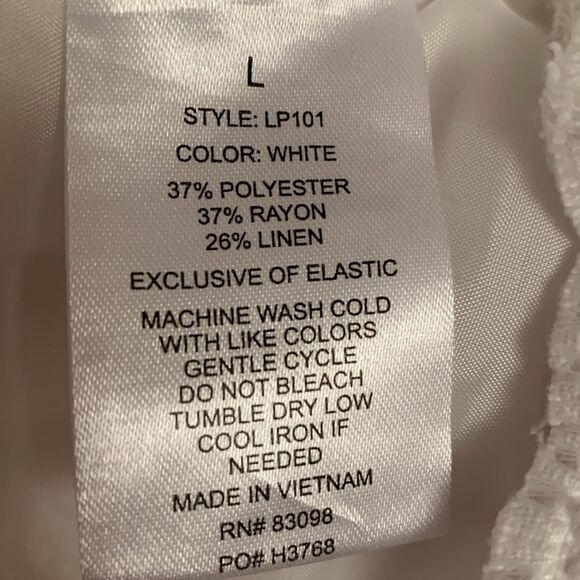 Ci Sono Wovens Linen Blend Lightweight Pockets White Women’s Boho Pants Size L - Picture 10 of 10